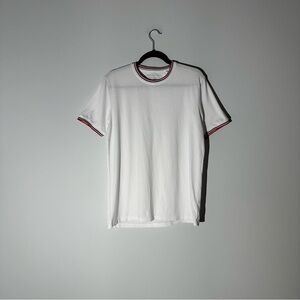 Men’s Denim & Flower White Tee with Red Trim